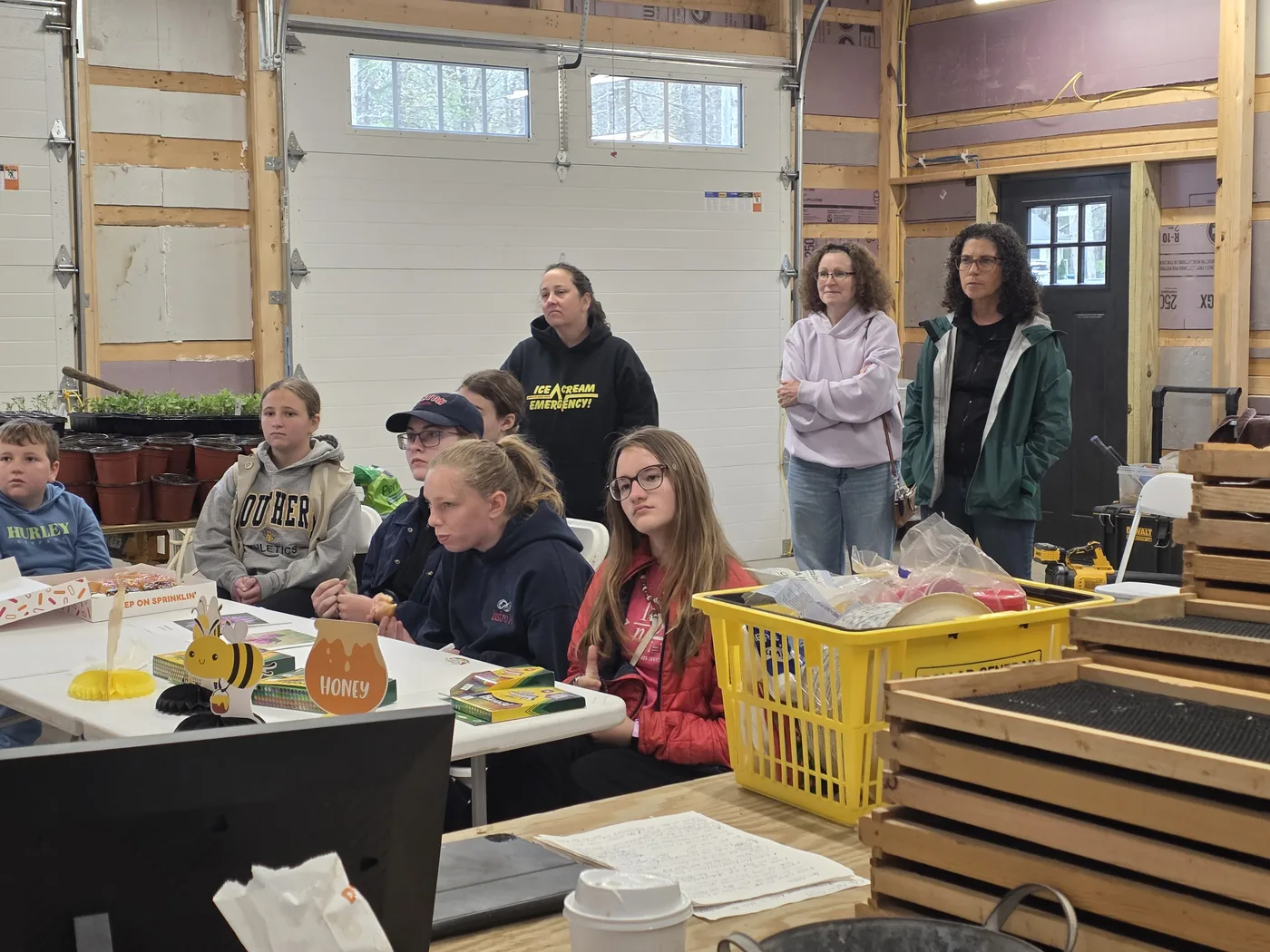 Bee facts, honey, and native plants set out for the Girl Scout event