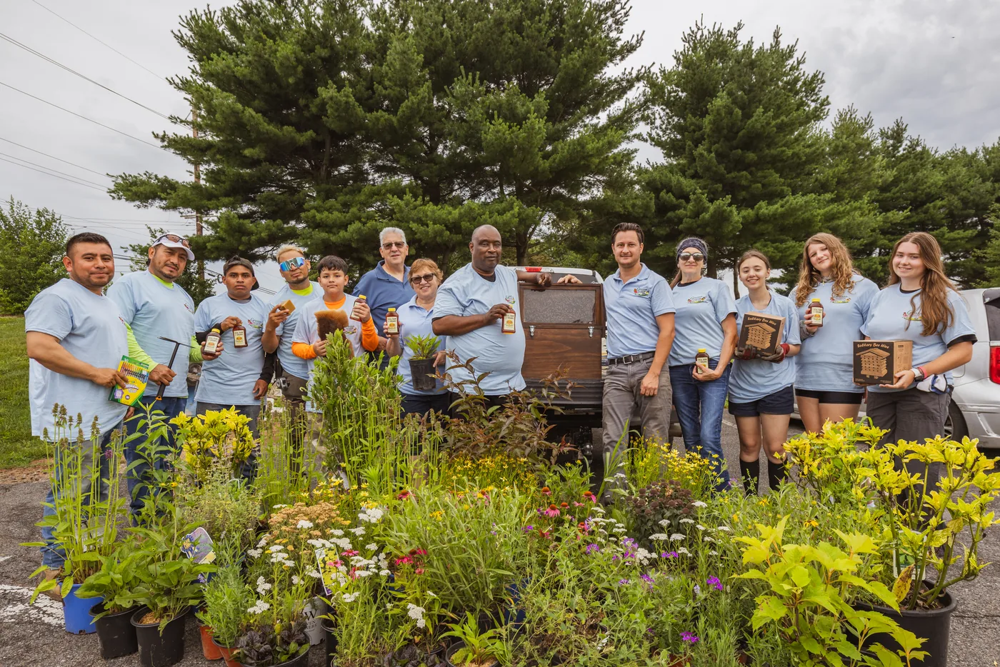 The Grasso Pollinator Alliance team at the Kingsway pollinator garden install